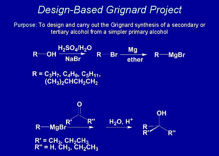 Design-Based Grignard Project Purpose: To design and carry out the Grignard synthesis of a