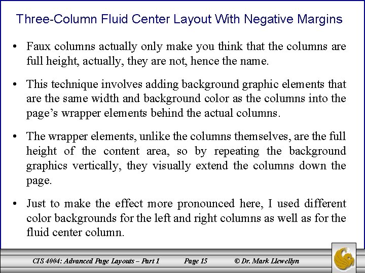 Three-Column Fluid Center Layout With Negative Margins • Faux columns actually only make you