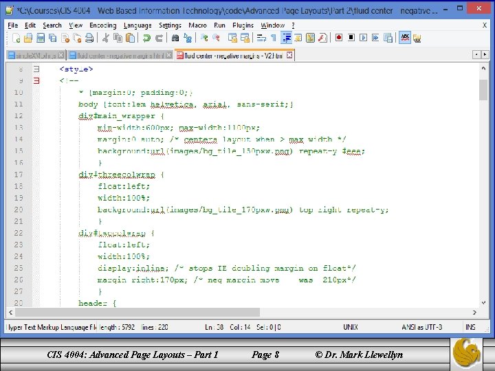 CIS 4004: Advanced Page Layouts – Part 1 Page 8 © Dr. Mark Llewellyn