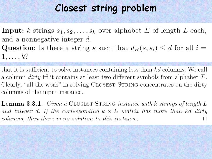 Closest string problem 