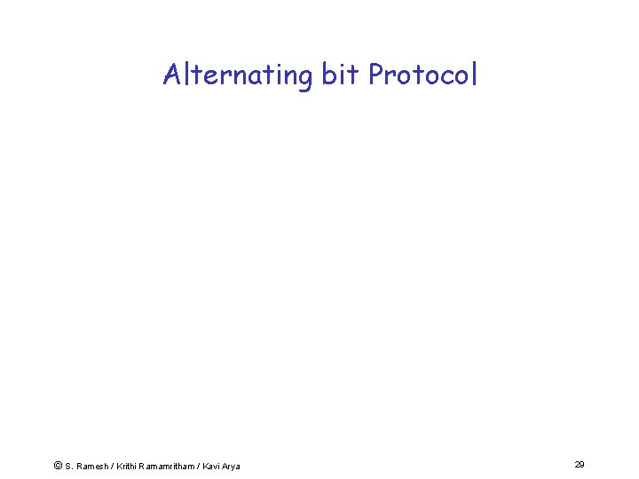 Alternating bit Protocol © S. Ramesh / Krithi Ramamritham / Kavi Arya 29 