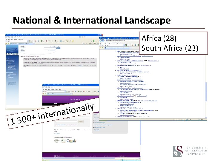 National & International Landscape Africa (28) South Africa (23) t n i + 0
