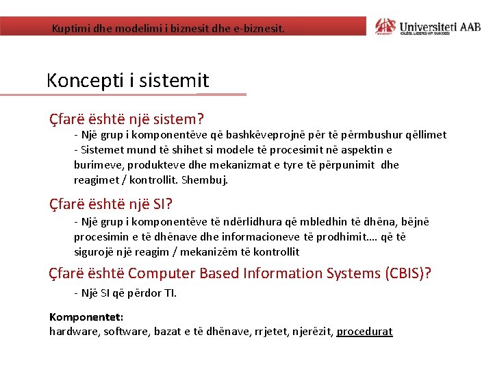 Kuptimi dhe modelimi i biznesit dhe e-biznesit. Koncepti i sistemit Çfarë është një sistem?