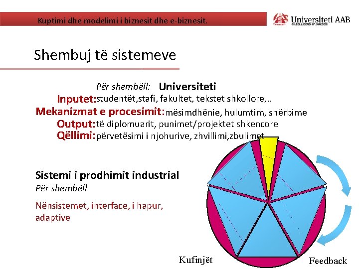 Kuptimi dhe modelimi i biznesit dhe e-biznesit. Shembuj të sistemeve Për shembëll: Universiteti Inputet: