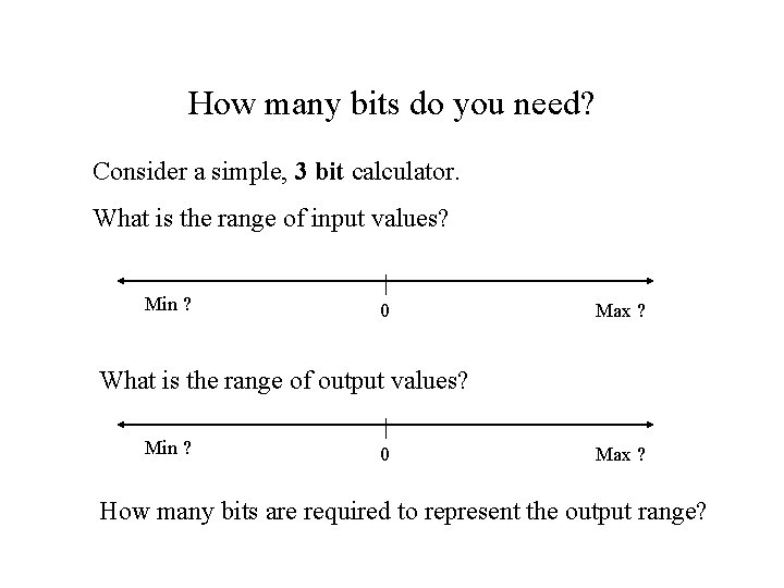 How many bits do you need? Consider a simple, 3 bit calculator. What is How many bits do you need? Consider a simple, 3 bit calculator. What is