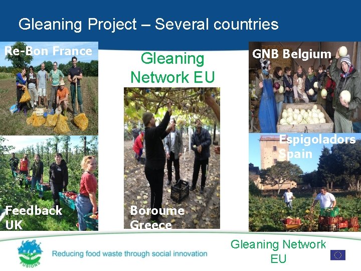 Gleaning Project – Several countries Re-Bon France Gleaning Network EU GNB Belgium Espigoladors Spain