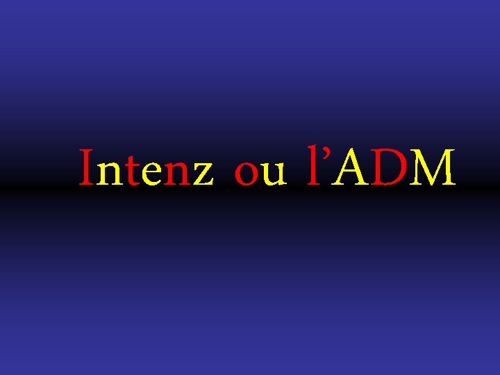 Intenz ou l’ADM Intenz ou l’ADM