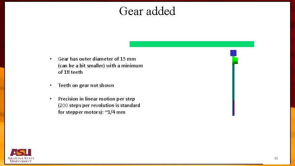 Gear added • Gear has outer diameter of 15 mm (can be a bit