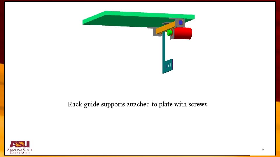 Rack guide supports attached to plate with screws 9 