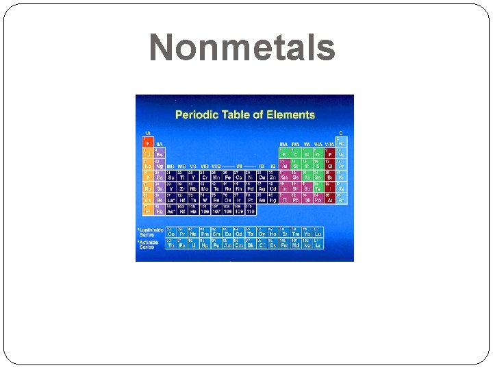 Nonmetals Nonmetals