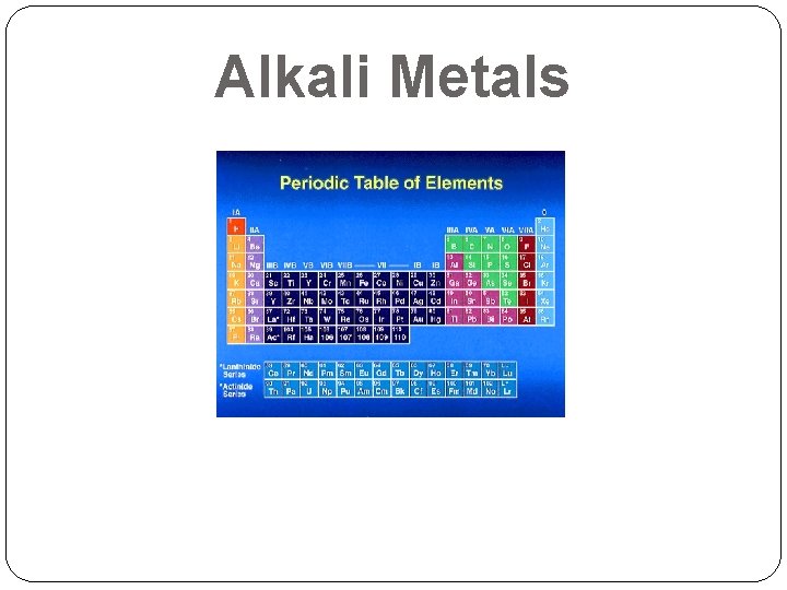 Alkali Metals Alkali Metals