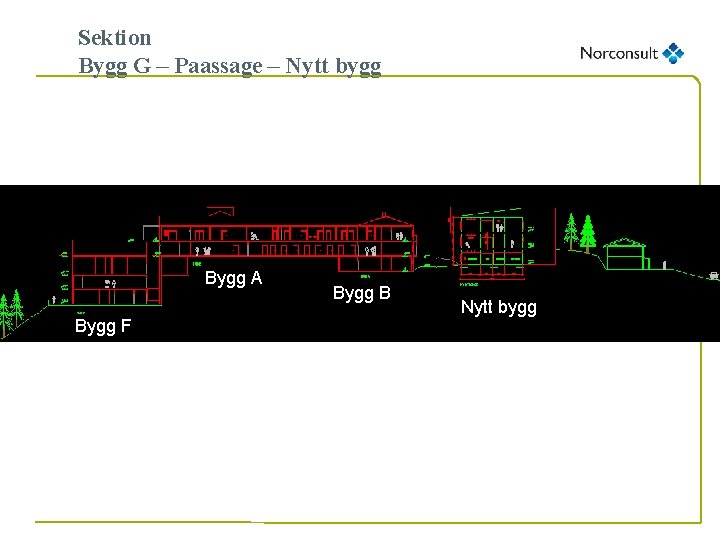 Sektion Bygg G – Paassage – Nytt bygg Bygg A Bygg F Bygg B