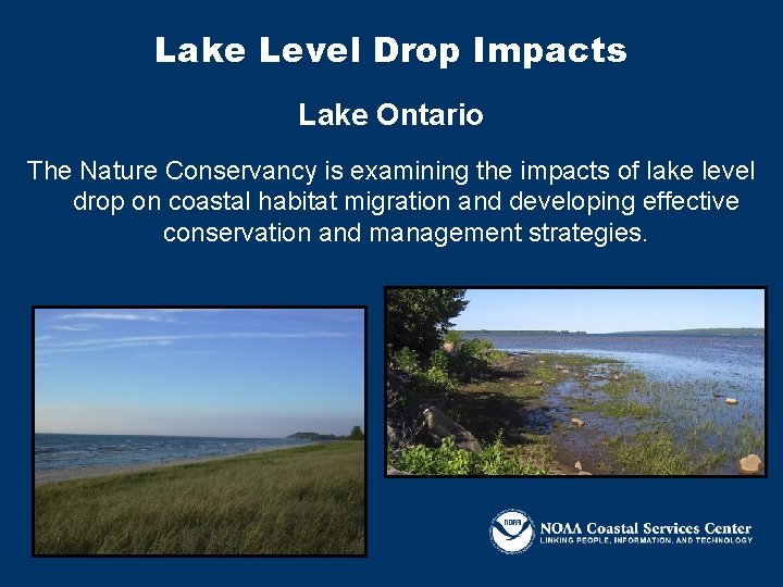 Lake Level Drop Impacts Lake Ontario The Nature Conservancy is examining the impacts of