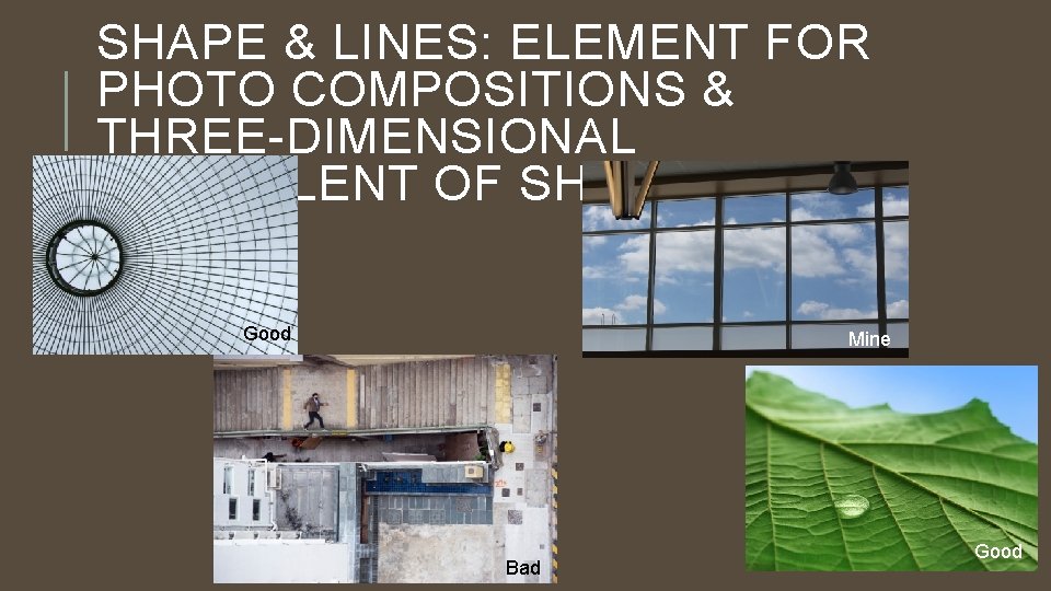 SHAPE & LINES: ELEMENT FOR PHOTO COMPOSITIONS & THREE-DIMENSIONAL EQUIVALENT OF SHAPE Good Mine