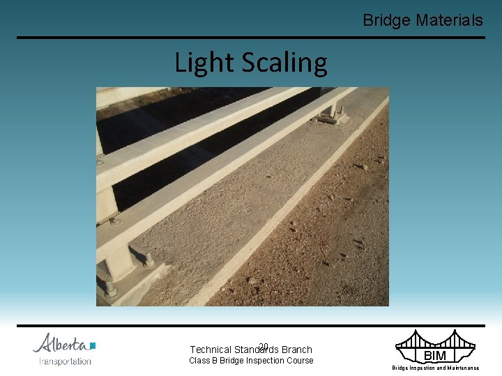 Bridge Materials Light Scaling 20 Branch Technical Standards Class B Bridge Inspection Course BIM