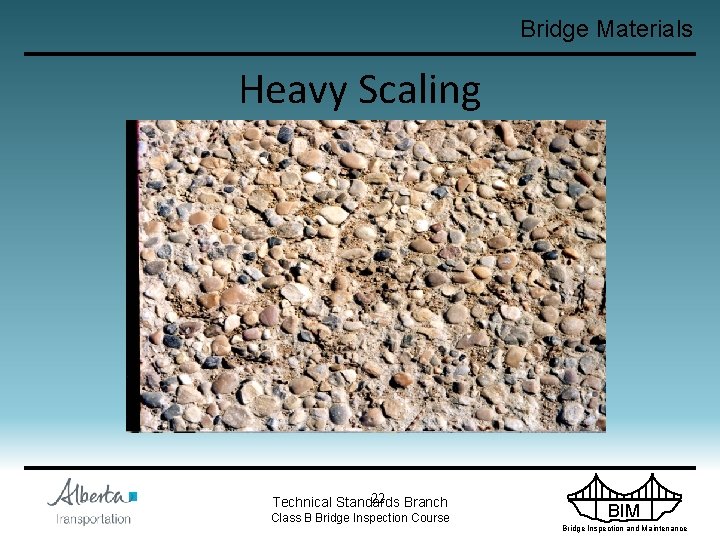 Bridge Materials Heavy Scaling 22 Branch Technical Standards Class B Bridge Inspection Course BIM