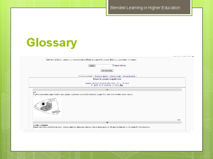 Blended Learning in Higher Education Glossary 