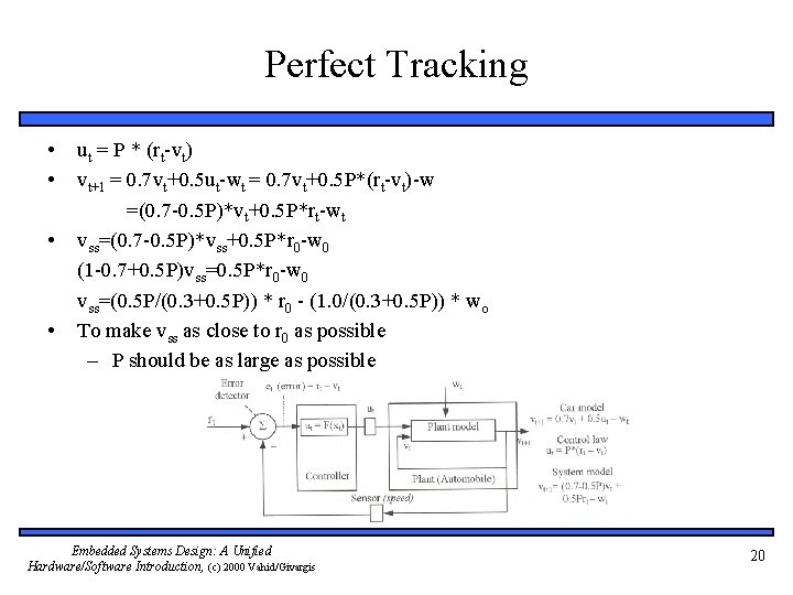 Perfect Tracking • • ut = P * (rt-vt) vt+1 = 0. 7 vt+0.