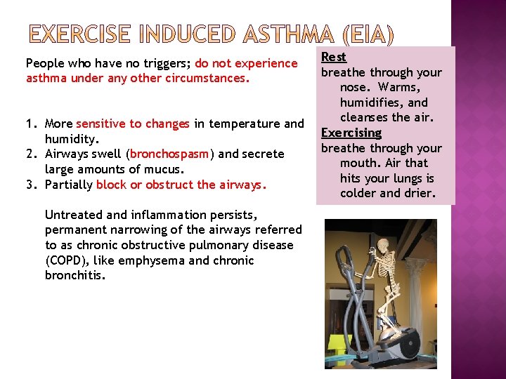 People who have no triggers; do not experience asthma under any other circumstances. 1.