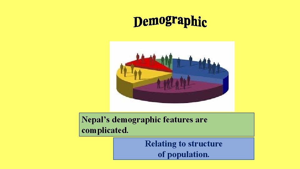 Nepal’s demographic features are complicated. Relating to structure of population. 