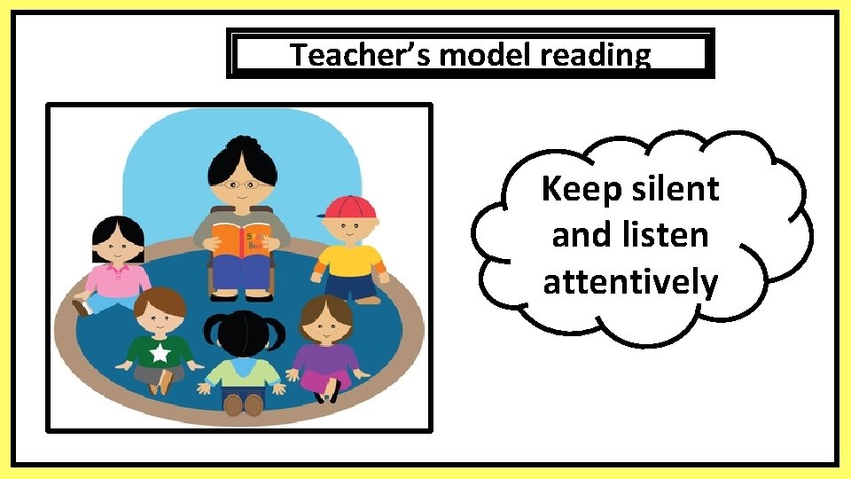 Teacher’s model reading Keep silent and listen attentively 