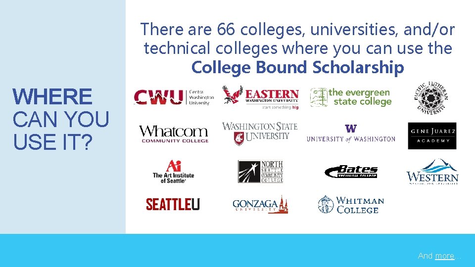 There are 66 colleges, universities, and/or technical colleges where you can use the College