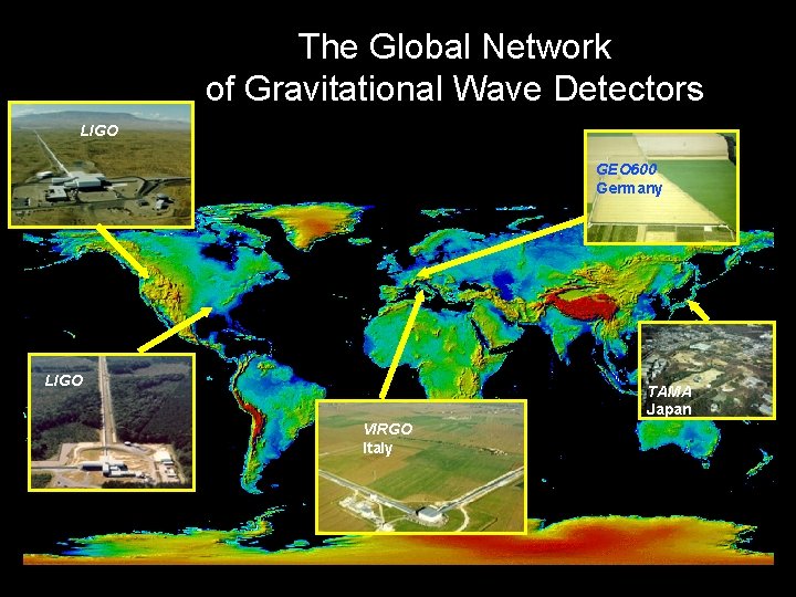 The Global Network of Gravitational Wave Detectors LIGO GEO 600 Germany LIGO TAMA Japan