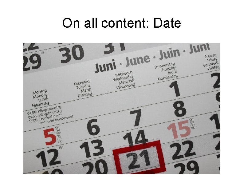 On all content: Date 