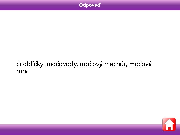 Odpoveď c) obličky, močovody, močový mechúr, močová rúra 