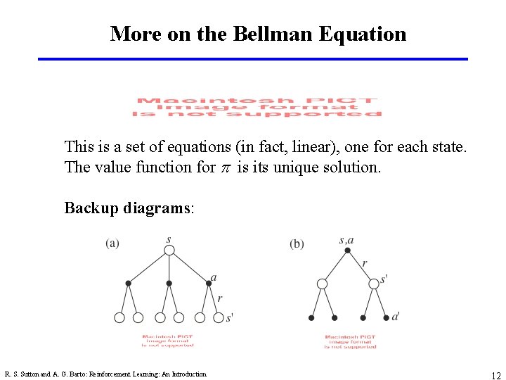 More on the Bellman Equation This is a set of equations (in fact, linear),