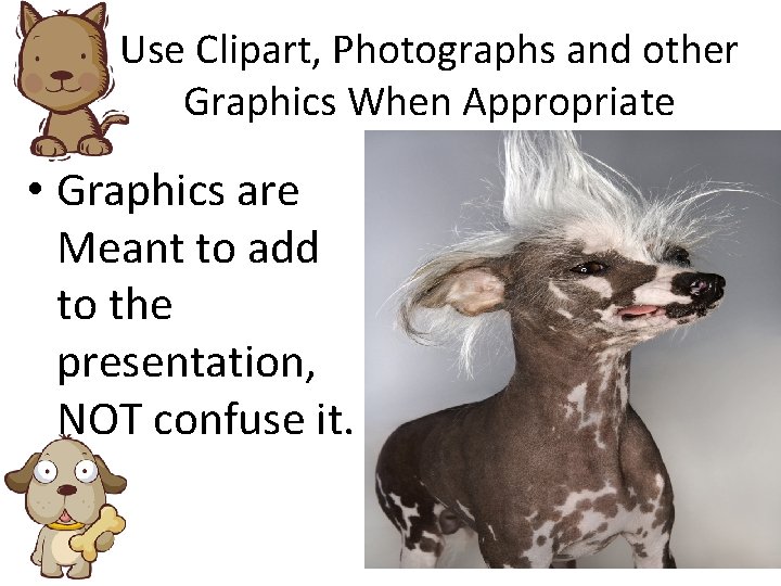 Use Clipart, Photographs and other Graphics When Appropriate • Graphics are Meant to add