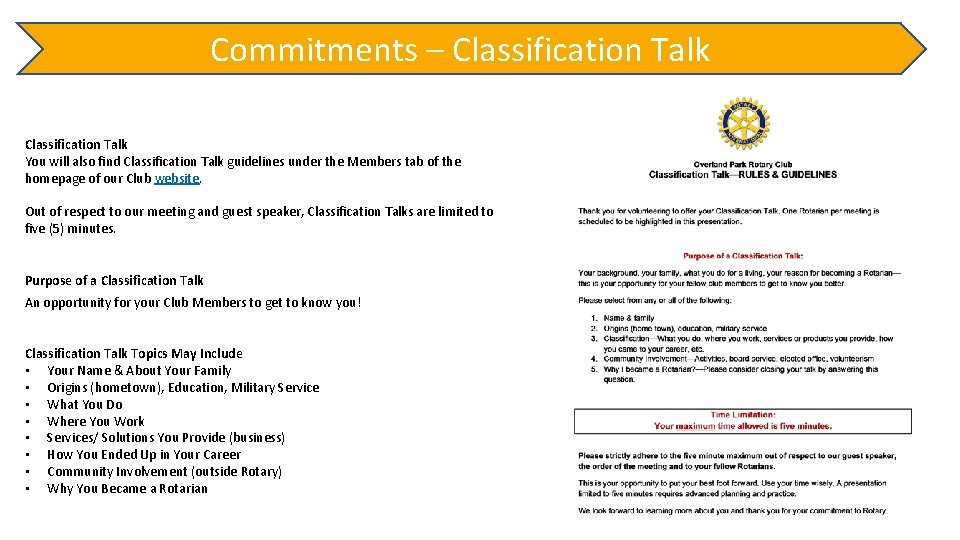 Commitments – Classification Talk You will also find Classification Talk guidelines under the Members