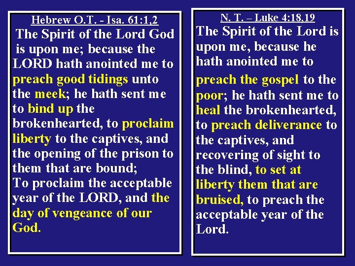 Hebrew O. T. - Isa. 61: 1, 2 The Spirit of the Lord God