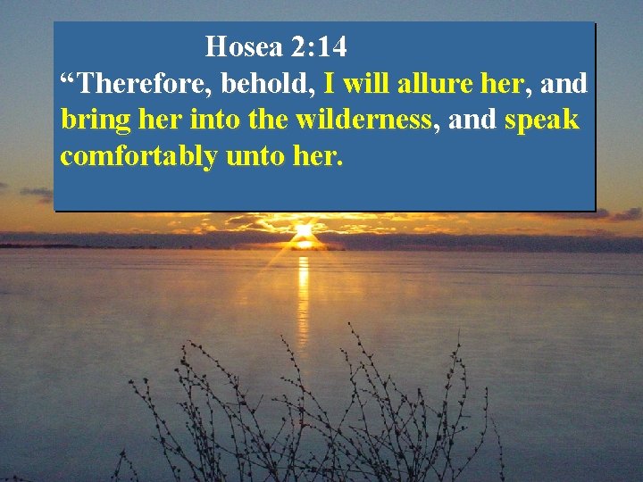 Hosea 2: 14 “Therefore, behold, I will allure her, and bring her into the