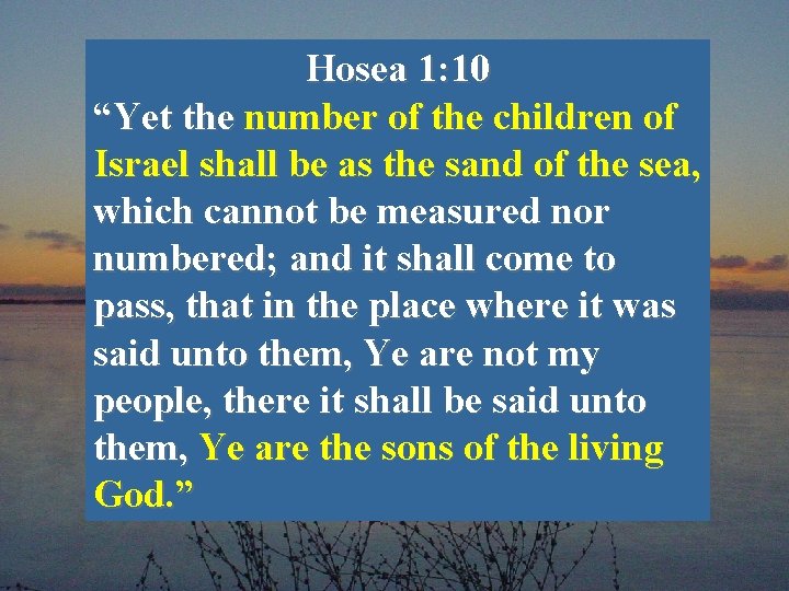 Hosea 1: 10 “Yet the number of the children of Israel shall be as