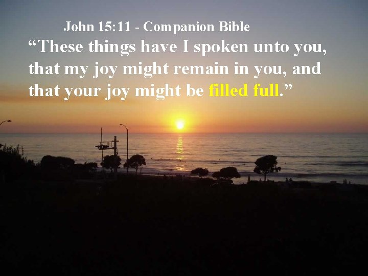 John 15: 11 - Companion Bible “These things have I spoken unto you, that