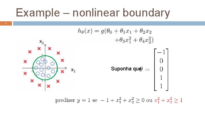 Example – nonlinear boundary 11 Suponha que 