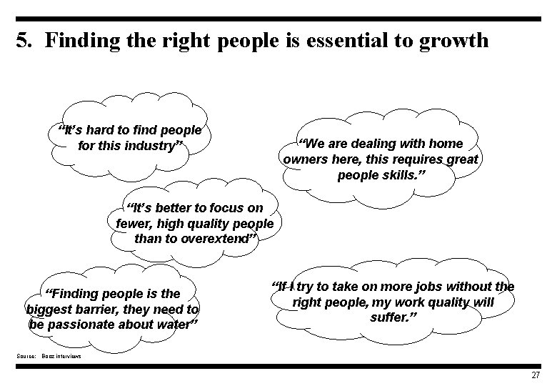 5. Finding the right people is essential to growth “It’s hard to find people