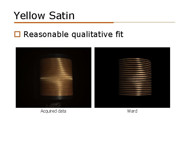 Yellow Satin o Reasonable qualitative fit Acquired data Ward 