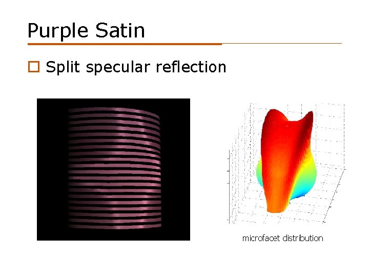 Purple Satin o Split specular reflection microfacet distribution 