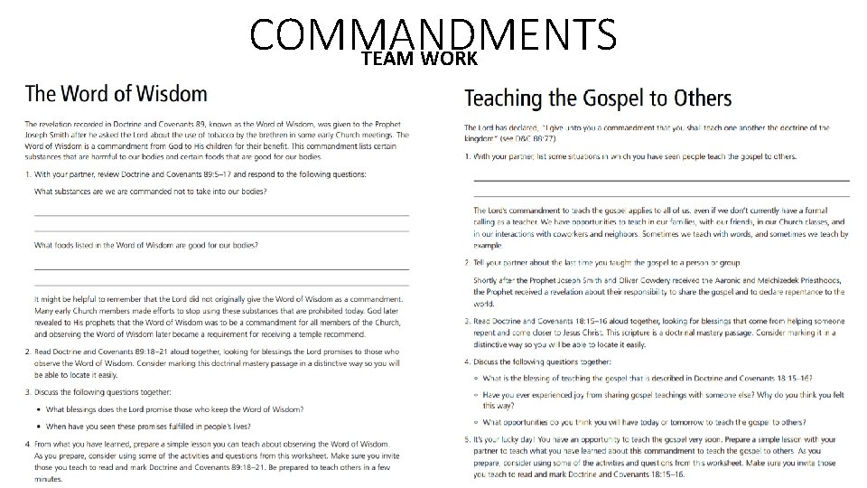 COMMANDMENTS TEAM WORK 