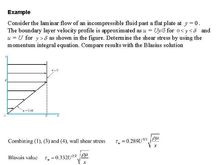 Example Consider the laminar flow of an incompressible fluid past a flat plate at