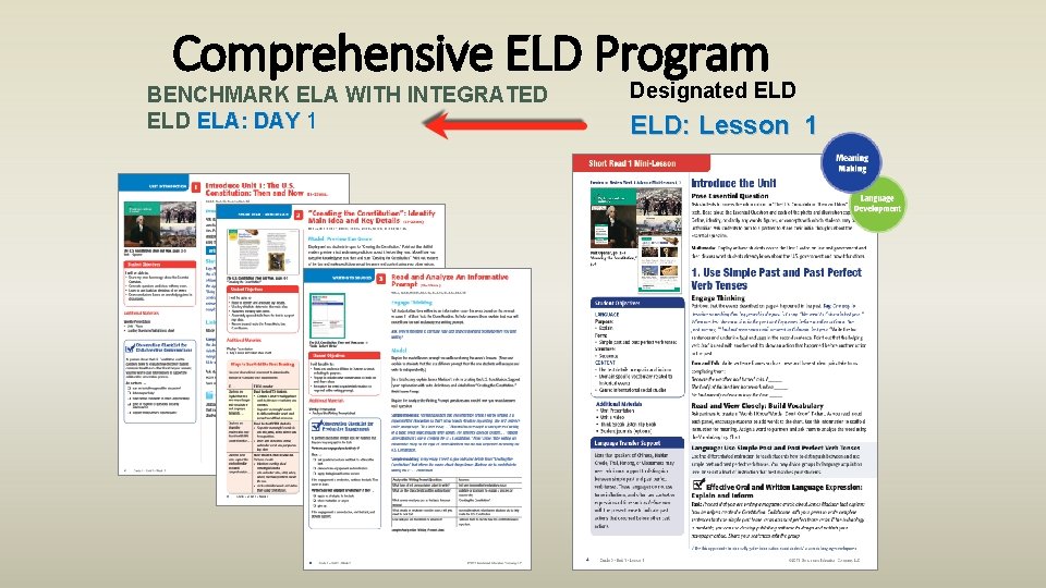 Comprehensive ELD Program BENCHMARK ELA WITH INTEGRATED ELA: DAY 1 Designated ELD: Lesson 1
