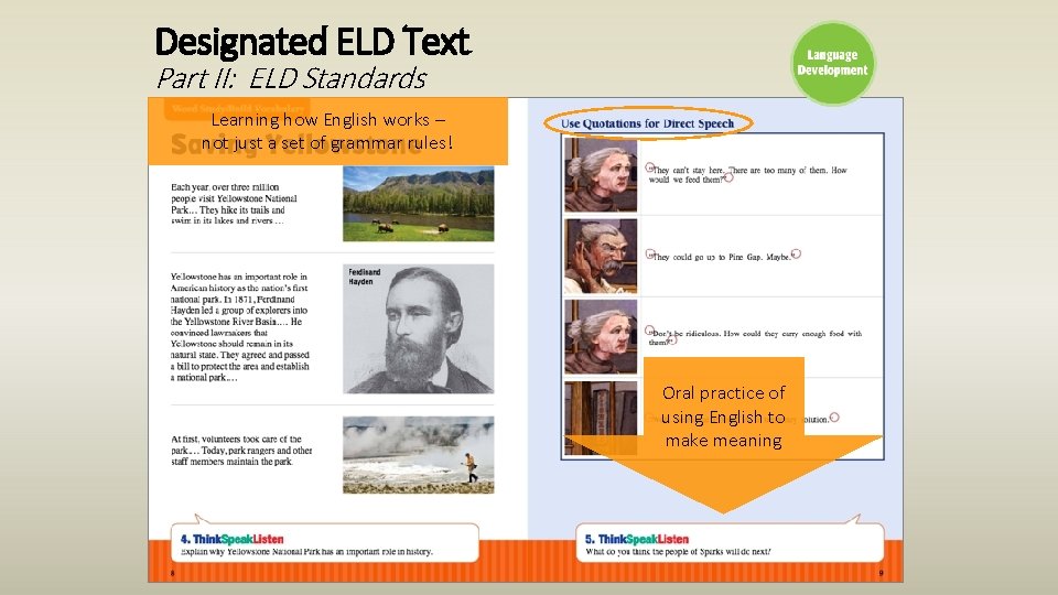 Designated ELD Text Part II: ELD Standards Learning how English works – not just
