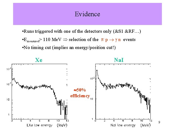 Evidence • Runs triggered with one of the detectors only (&S 1 &RF…) •