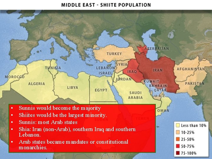  • • Sunnis would become the majority Shiites would be the largest minority.