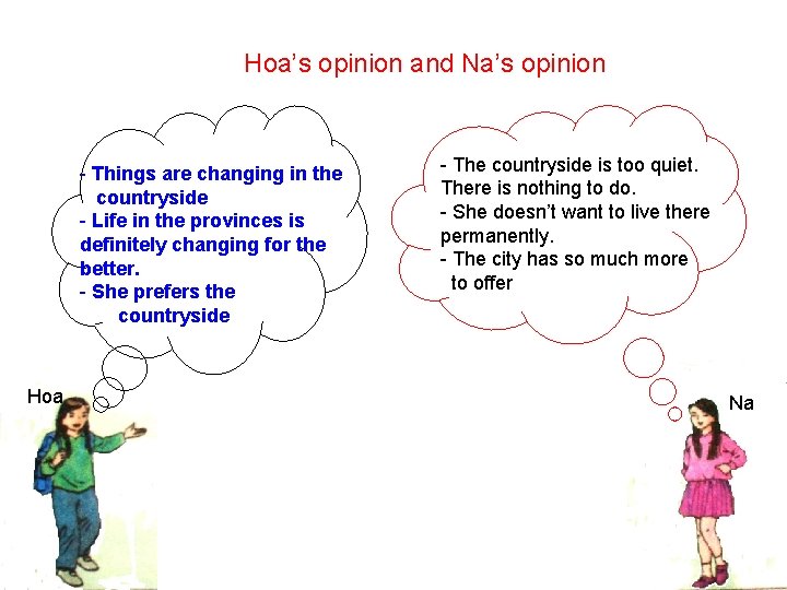 Hoa’s opinion and Na’s opinion Things are changing in the countryside Life in the
