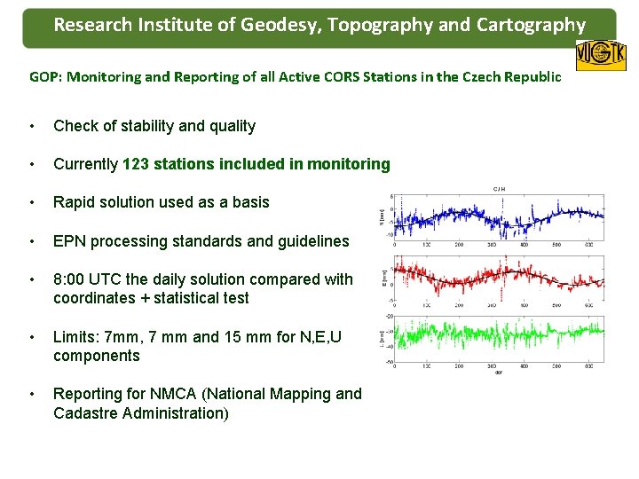 Research Institute of Geodesy, Topography and Cartography GOP: Monitoring and Reporting of all Active