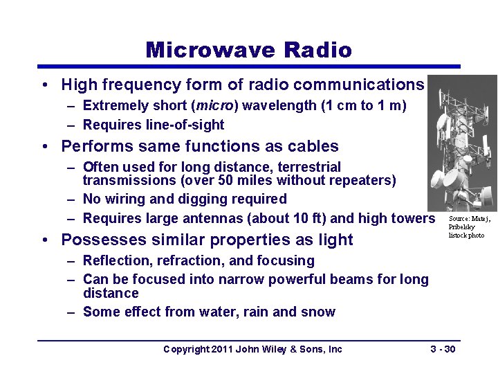 Microwave Radio • High frequency form of radio communications – Extremely short (micro) wavelength