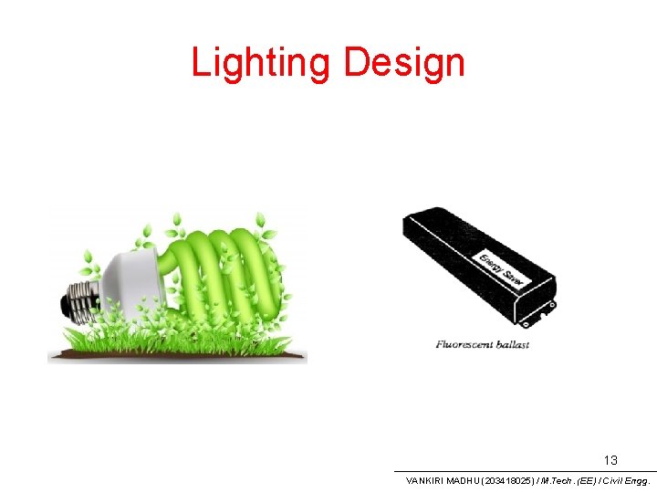 Lighting Design 13 VANKIRI MADHU (203418025) / M. Tech. (EE) / Civil Engg. 